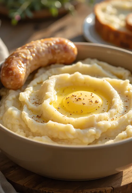 Cremet kartoffelmos rørt med smør og fløde