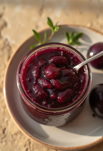 Sød-sur blommesauce serveret til grillet kød