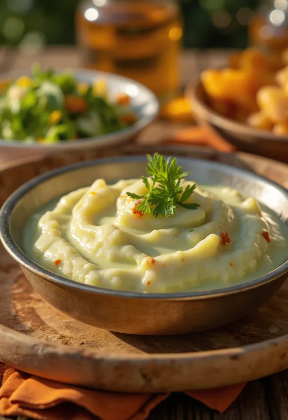 Mynte-yoghurtchutney serveret med grillede grøntsager