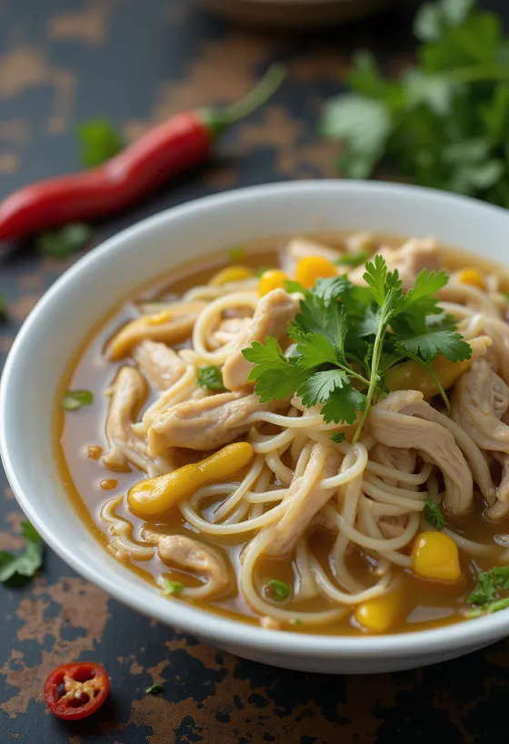 Pho Ga vietnamesisk kyllingesuppe serveret
