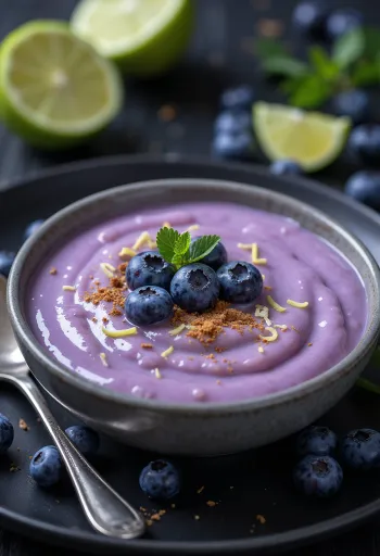 Lilla flødesauce med blåbær