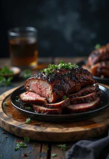 Røget BBQ vildsvinekølle serveret