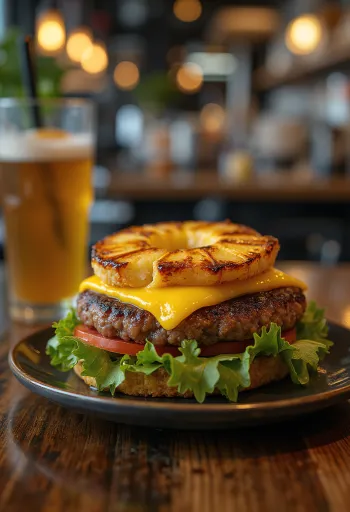 Hawaii burger med grillet ananas