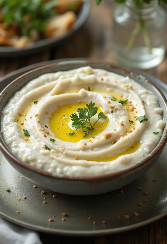 Yoghurt-tahinisauce serveret
