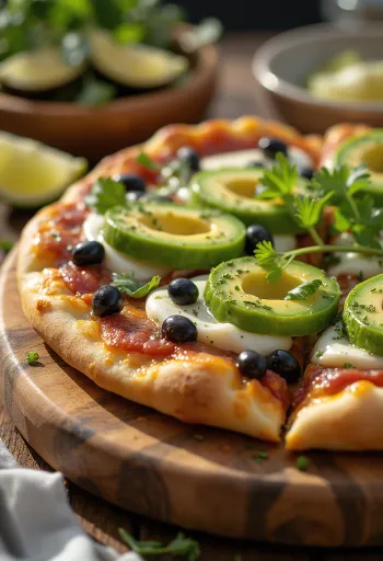 Pizza Mexicana med jalapeño, sorte bønner og avocado