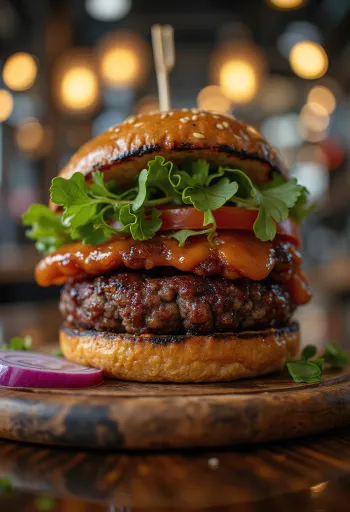 BBQ grillet krydret sort bønneburger serveret