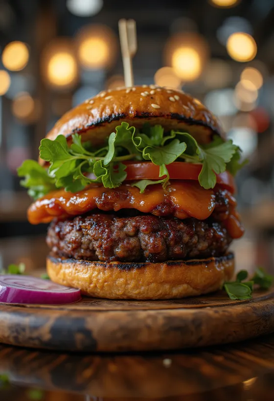 BBQ grillet krydret sort bønneburger serveret