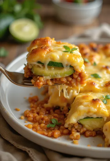 Squashlasagne med røde linser serveret