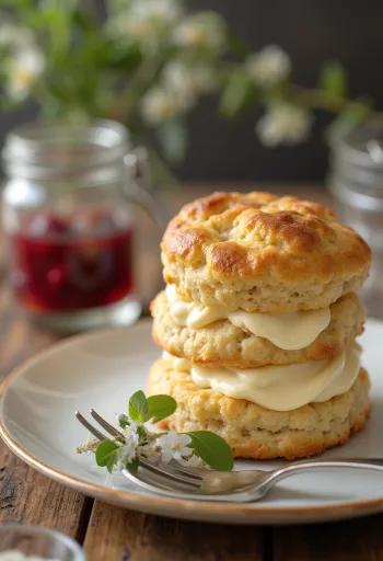 Scones med fløde, gyldenbrune, sprøde kager