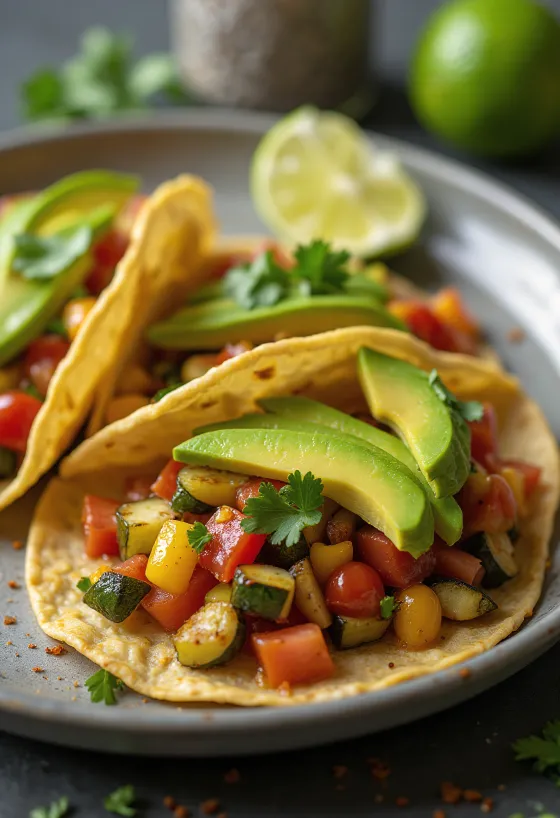 Tacos de Vegetales serveret