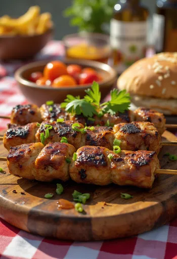 Camel meat kebabs served with fresh salad and pita bread.
