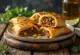 Cornish pasty i mexicansk stil, serveret med frisk koriander og limesaft