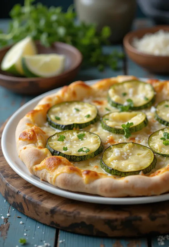 Pizza al Zucchini med squash og oste