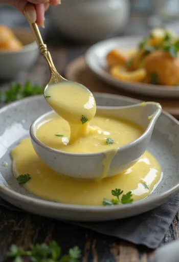 Smørsauce med dild og citron serveret
