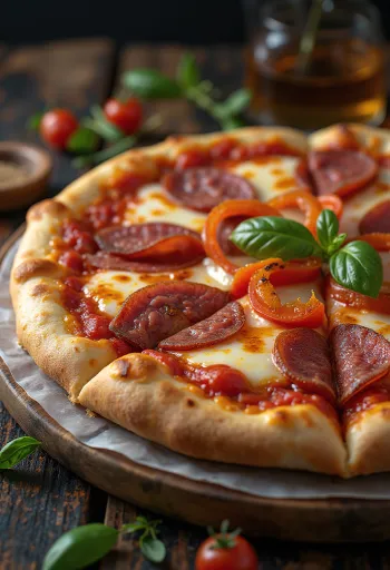 Pizza alla Campagnola med salami og grøntsager