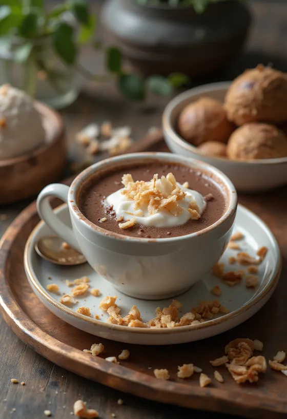 Varm kokosdrik frisk serveret