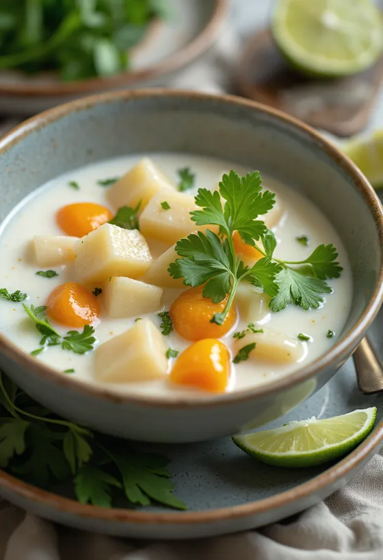 Grøntsagssuppe med kokosmælk og frisk koriander
