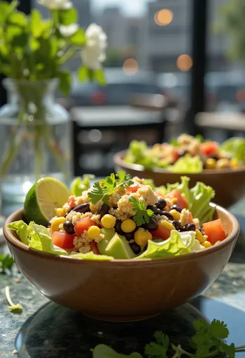 Vegansk tacosalat med tortillachips og grøntsager