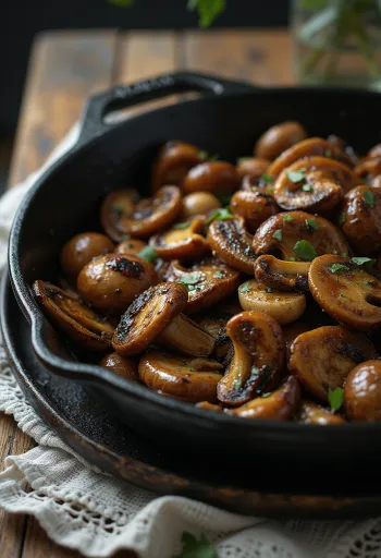 BBQ grillet svampeblanding serveret