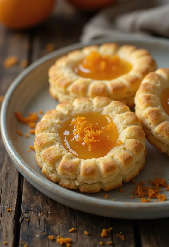 Appelsin-vanilje linzer serveret
