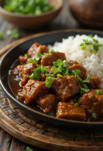 Oksekød Rendang serveret