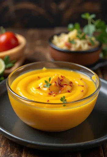 Mango-lime-sauce serveret med grillet fisk