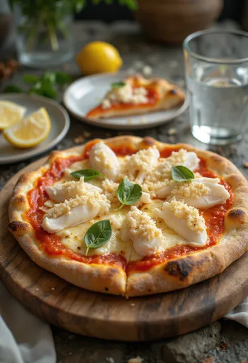 Pizza al Granchio med krabbekød og persille