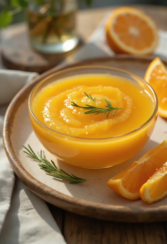 Rosmarin-appelsin ingefærsauce serveret