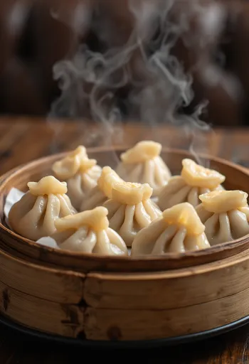 Dim sum med svinekød serveret