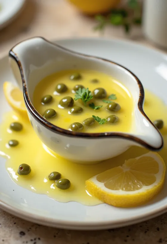 Kapers smørsauce med citron serveret