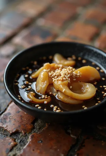 Sødet sojasauce serveret med grillede grøntsager