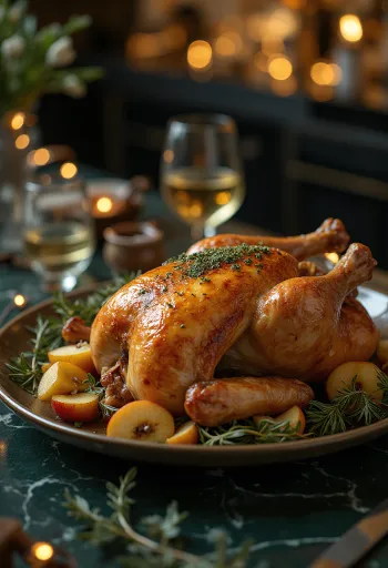 Stegt gås med salviefyld og ristede grøntsager