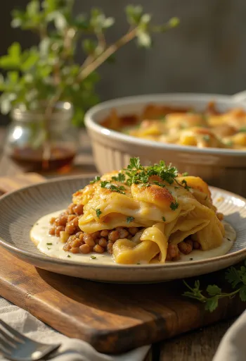 Krydret linse- og kålfad serveret