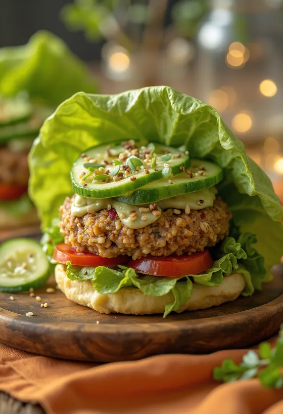 Rå vegansk burger med friske grøntsager