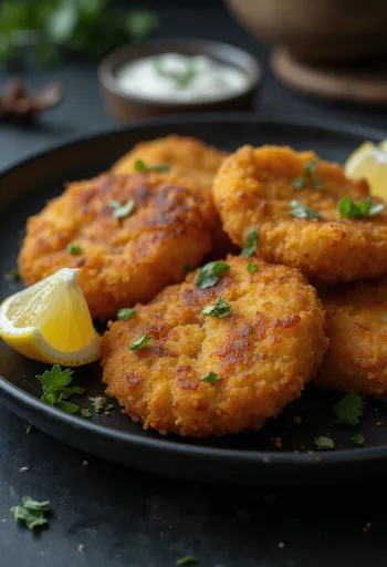 Paneret bøffelschnitzel serveret