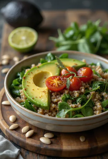 Spinat Quinoa Buddha Bowl med avocado