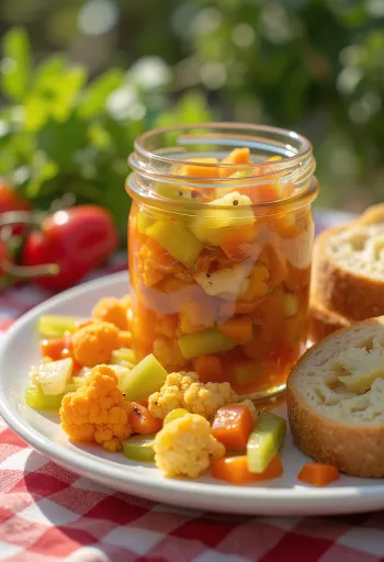Stærk giardiniera serveret