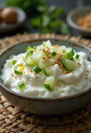 Kokos raita i skål med agurk