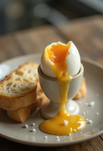 Frisk blødkogt æg, serveret til morgenmad.