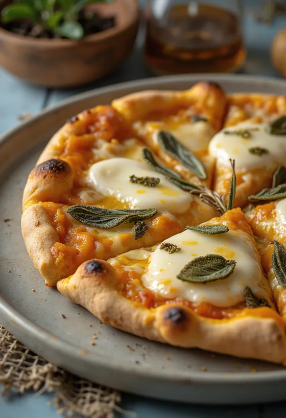 Pizza alla Zucca med bagt græskar og mozzarella