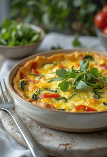Quiche med grøntsager uden bund i skiver