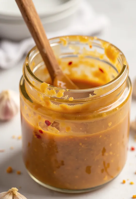 BBQ peanutbutter-chili marinade serveret