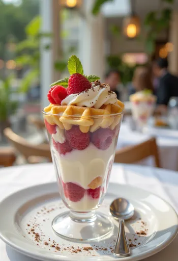 Vaffel Parfait serveret