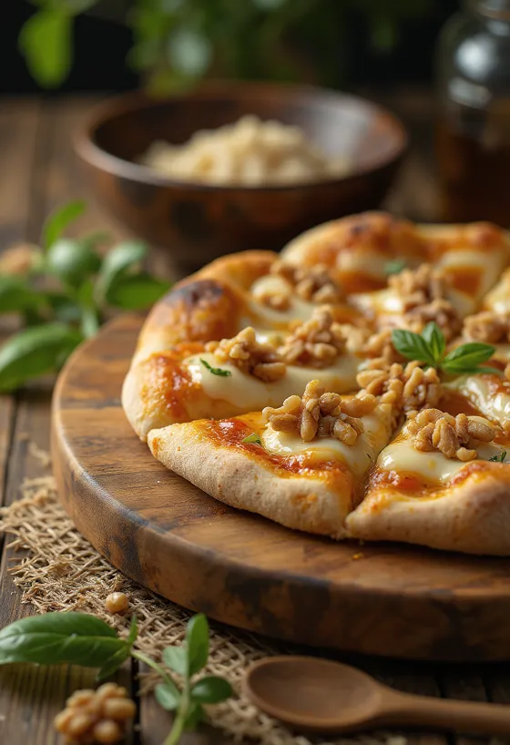 Pizza alle Noci med valnødder og ost