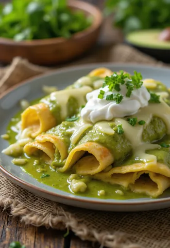 Enchilada verde serveret