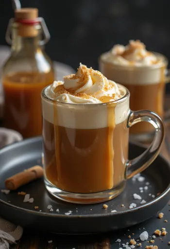 Saltkaramel cider serveret i glas