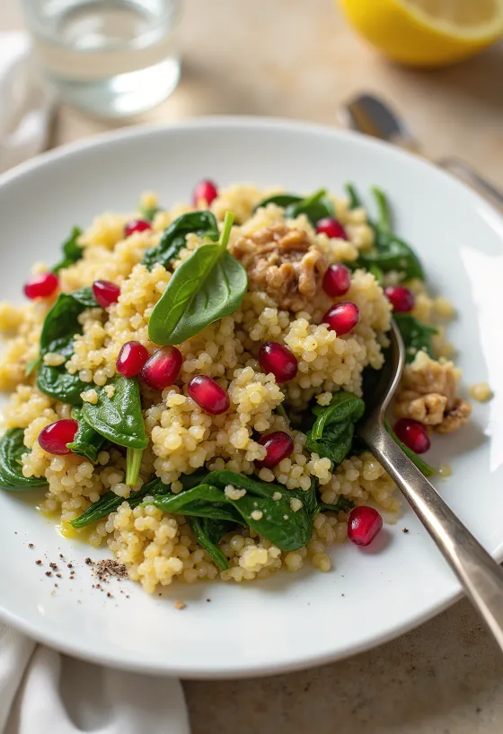 Spinat quinoa salat med granatæble