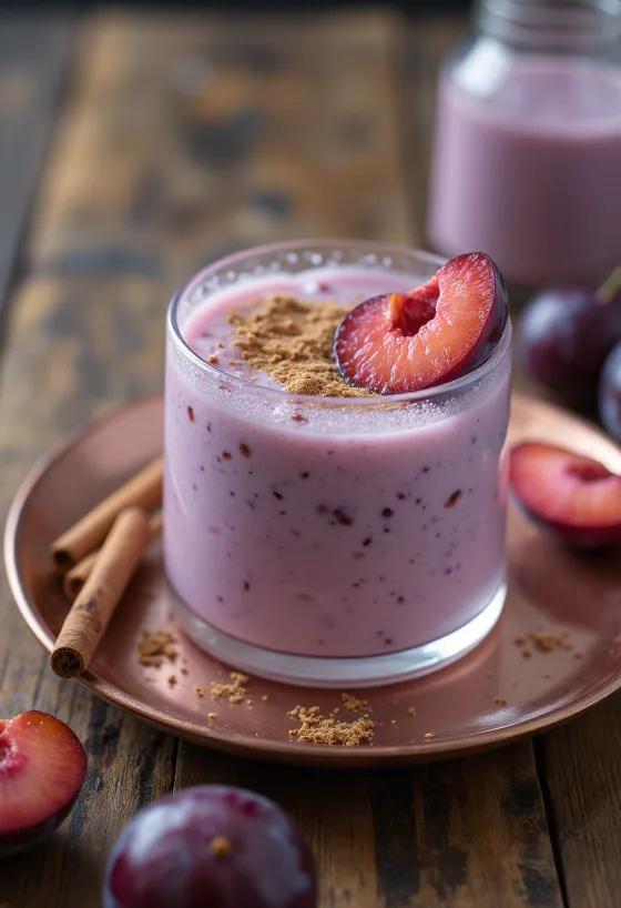 Frisk og lækker probiotisk blommekefir serveret, pyntet med blomstykker