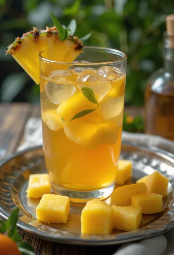 Tropisk frugtte serveret i glas