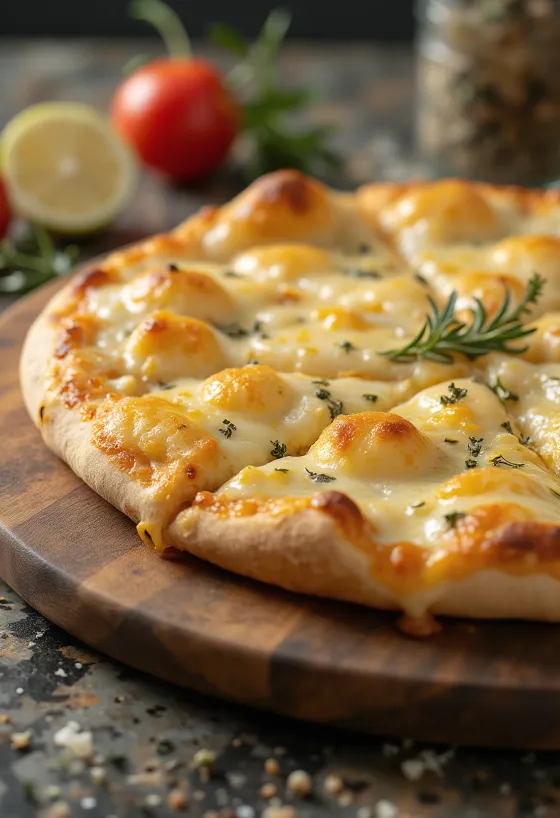 Pizza Bianca con Parmigiano med parmesan og mozzarella